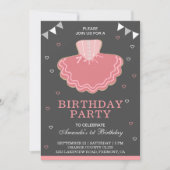Invitation Soirée Anniversaire Cute Rose Tutu Ballerina (Devant)