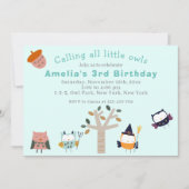 Invitation Soirée Anniversaire de enfant de la Chouette de Fo (Devant)