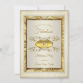 Invitation Soirée Anniversaire Gold Diamond Beige Cream (Devant)
