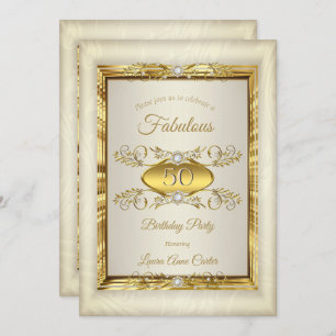 Invitation Soirée Anniversaire Gold Diamond Beige Cream