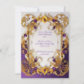 Invitation Soirée Anniversaire Joyau violet Blanc Or (Dos)