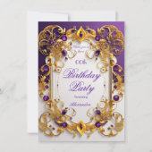 Invitation Soirée Anniversaire Joyau violet Blanc Or (Devant)