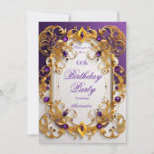Invitation Soirée Anniversaire Joyau violet Blanc Or (Devant)