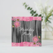 Invitation Soirée Anniversaire Noir Et Rose Dahlia (Debout devant)