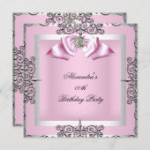 Invitation Soirée Anniversaire Pretty Rose (Devant / Derrière)