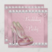 Invitation Soirée Anniversaire Rose Élégante (Devant / Derrière)