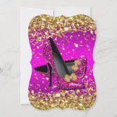Invitation Soirée Anniversaire Rose Magenta Or talon haut (Dos)