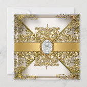 Invitation Soirée Anniversaire Soirée Beige Crème Damask (Dos)