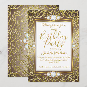 Invitation Soirée Anniversaire Soirée Or Bronze Beige Diamant
