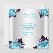 Invitation Soirée Anniversaire Turquoise Bleu pourpre (Dos)