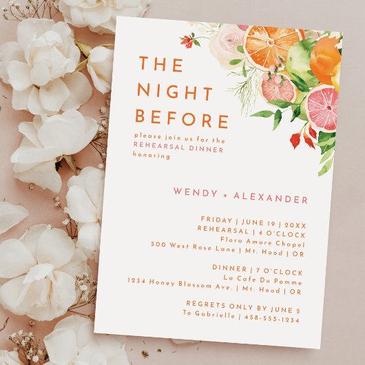 Invitation Soirée Aquarelle Citrus Avant Le Dîner De La Répét