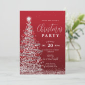 Invitation Soirée Arbre de Noël Soie Fête Rouge (Debout devant)