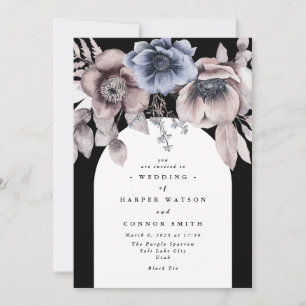 Invitation Soirée Arc Noir hiver Onyx Mariage Floral