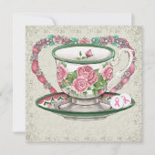 Invitation Soirée au thé rose au ruban - SRF (Devant)