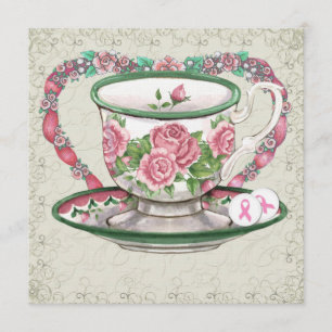 Invitation Soirée au thé rose au ruban - SRF