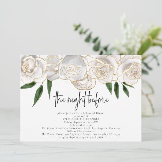 Invitation Soirée avant Florales Blanches Script Répétition D (Debout devant)