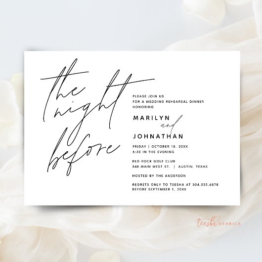 Invitation Soirée avant le dîner de répétition Mariage t1