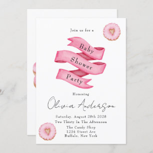 Invitation Soirée Baby shower de beignets rose