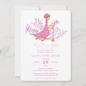 Invitation Soirée Baby shower fille Dinosaure Rose Cute (Devant)