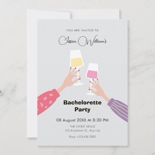 Invitation Soirée Bachelorette en verre (Devant)