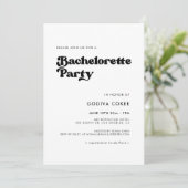 Invitation Soirée Bachelorette noir & blanc rétro (Debout devant)