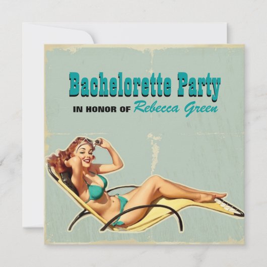 Invitation soirée bachelorette rétro (Devant)