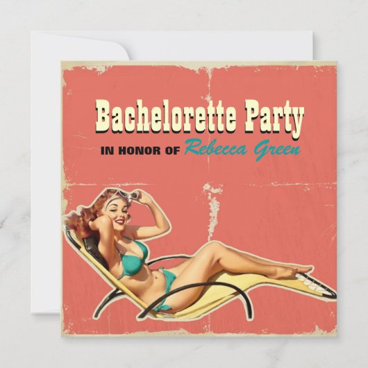 Invitation soirée bachelorette rétro (Devant)