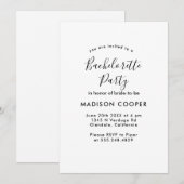 Invitation soirée Bachelorette simple et élégante (Devant / Derrière)