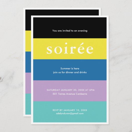 Invitation Soiree Birthday Party (Devant / Derrière)