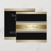 Invitation Soirée Black Gold Black Tie Fête d'entreprise (Devant / Derrière)
