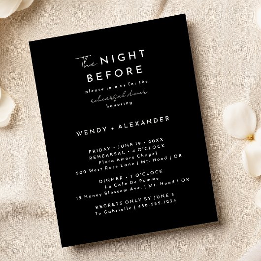 Invitation Soirée Black Modern Script Avant Le Dîner De La Ré