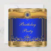 Invitation Soirée Bleu Royal et Or (Devant)