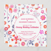 Invitation Soirée boho du jardin de fleurs roses moderne (Devant / Derrière)