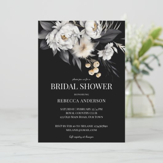 Invitation Soirée boho en noir et blanc (Debout devant)