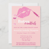 Invitation Soirée Botox Fille Moderne aux Joues Rosies et Ros (Devant)