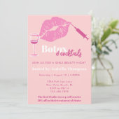 Invitation Soirée Botox Fille Moderne aux Joues Rosies et Ros (Debout devant)