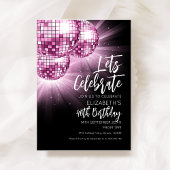 Invitation Soirée Boule à Paillettes Roses