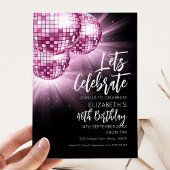 Invitation Soirée Boule à Paillettes Roses