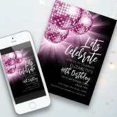 Invitation Soirée Boule à Paillettes Roses