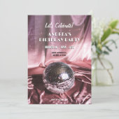 Invitation Soirée boule disco soie rose (Debout devant)