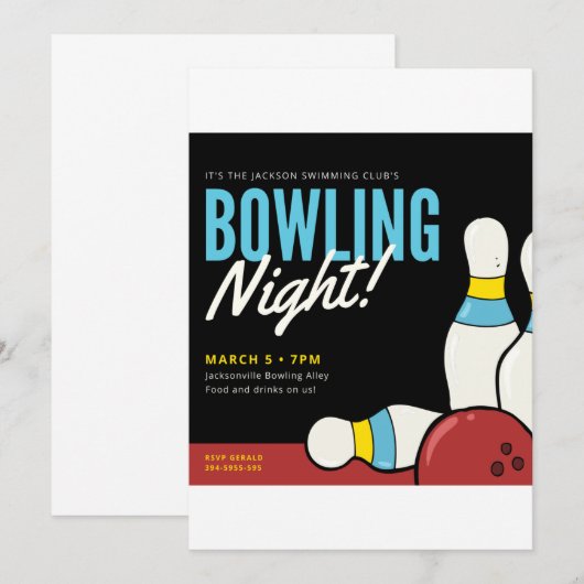 Invitation Soirée bowling ! (Devant / Derrière)