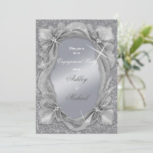 Invitation soirée branchée chic argent (Debout devant)