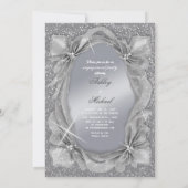 Invitation soirée branchée chic argent (Dos)