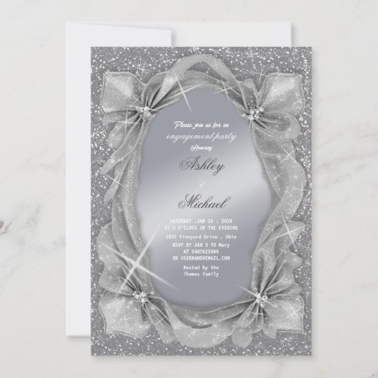 Invitation soirée branchée chic argent (Dos)