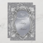 Invitation soirée branchée chic argent (Devant / Derrière)