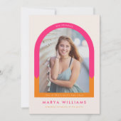 Invitation Soirée branchée Hot Pink et Orange Arch (Devant)