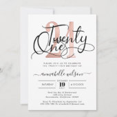 Invitation Soirée branchée Rose Gold 21e Anniversaire (Devant)