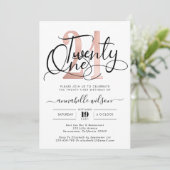 Invitation Soirée branchée Rose Gold 21e Anniversaire (Debout devant)