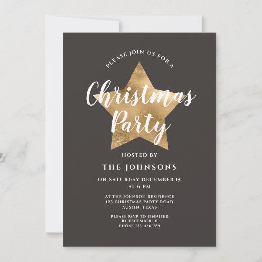 Invitation Soirée Brown Gold Star (Devant)