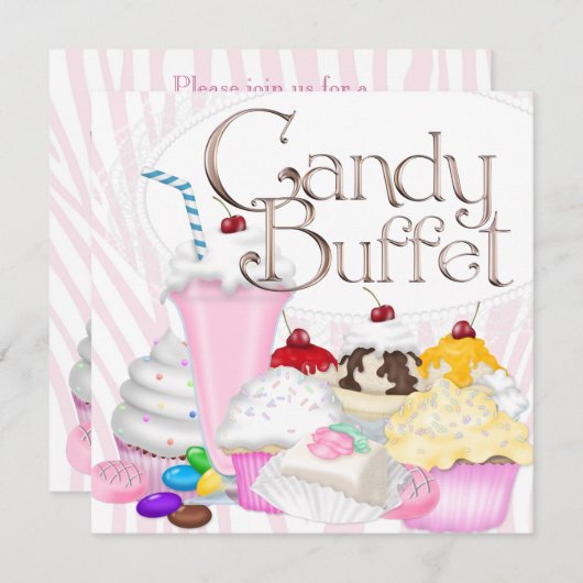 Invitation Soirée buffet Zebra Rose (Devant / Derrière)